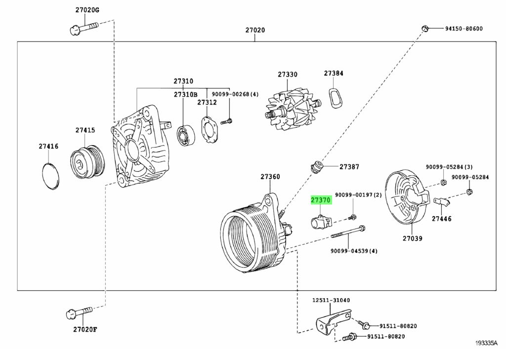 2737031220 щетки генератора toyota